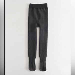 Girls Dark Gray Fleece Lined Tights, 1pc